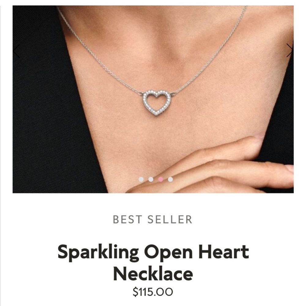 Pandora Silver Sparkling Open Heart Necklace - Picture 5 of 6
